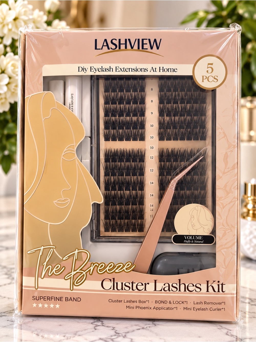 LASHVIEW The Breeze Cluster Lashes Kit 5-Piece DIY Eyelash Extension Set Sealed